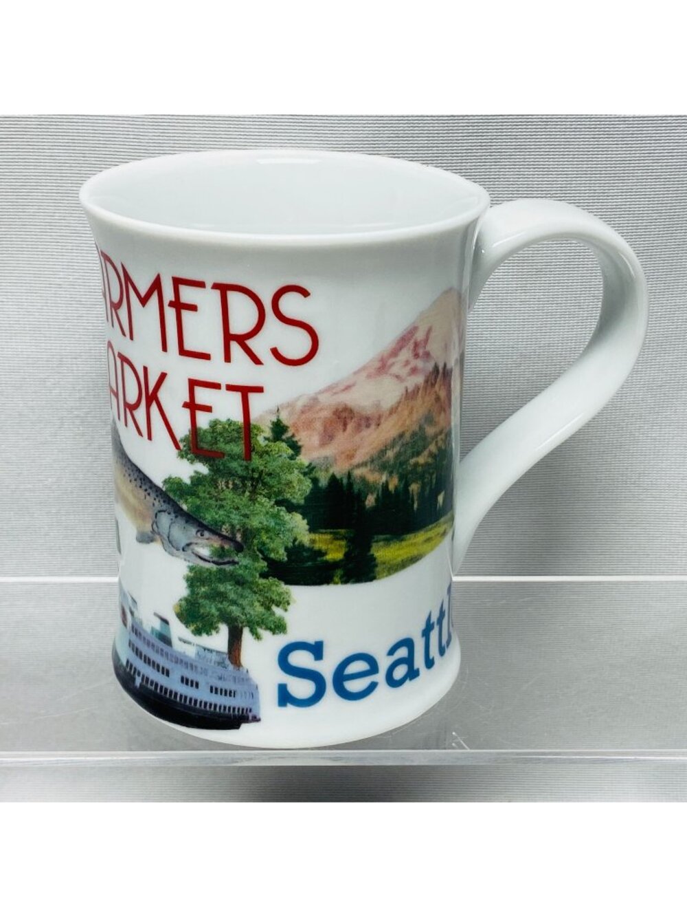 Seattle Souvenir Mug Rosanna Farmers Market Emerald City Theme 12oz Ceramic